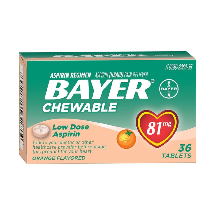 Bayer 81mg Chewable Tablets Orange 36 ct - RMS PRODUCTS