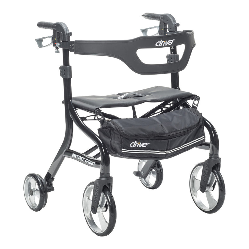 Drive Medical Nitro Euro Style Rollator Rolling Walker, Heavy Duty, Black