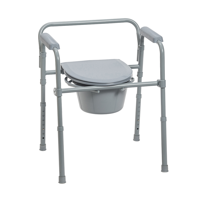 Drive Medical Folding Steel Commode – Versatile 3-in-1 Solution - RMS PRODUCTS