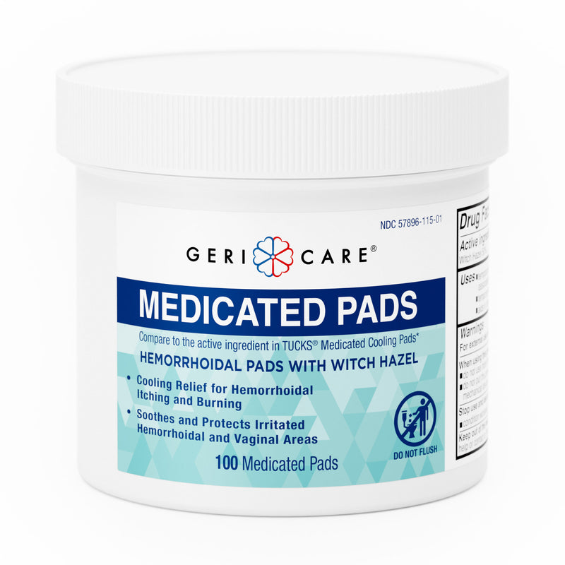 GeriCare Hemorrhoidal Hygiene Pads with Witch Hazel – 100 Pads | Soothing Relief for Hemorrhoids & Irritation - RMS PRODUCTS