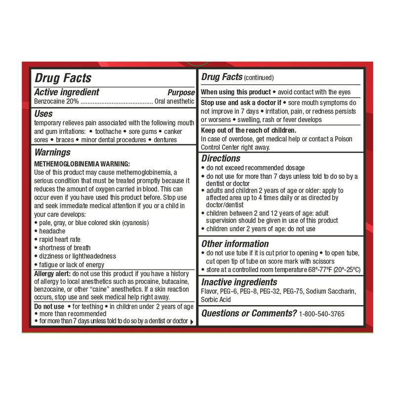 GeriCare Instant Toothache & Oral Pain Relief Gel – Benzocaine 20% | 0.5 oz Tube - RMS PRODUCTS