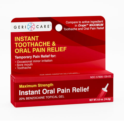 GeriCare Instant Toothache & Oral Pain Relief Gel – Benzocaine 20% | 0.5 oz Tube - RMS PRODUCTS