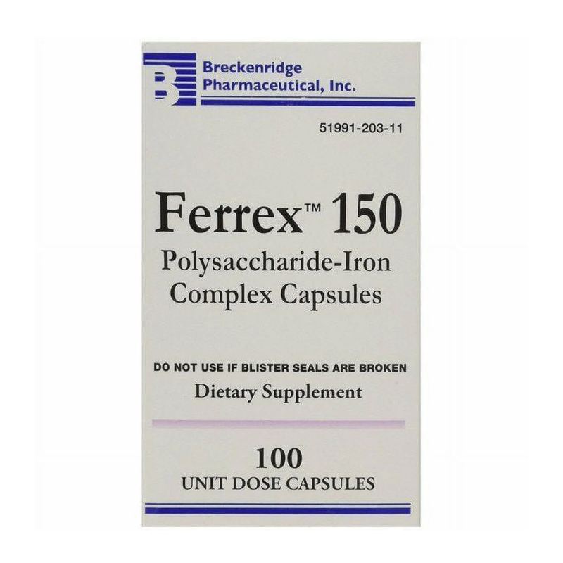 Breckenridge Ferrex 150 Polysaccharide Iron Complex Capsules – 100 Count - RMS PRODUCTS