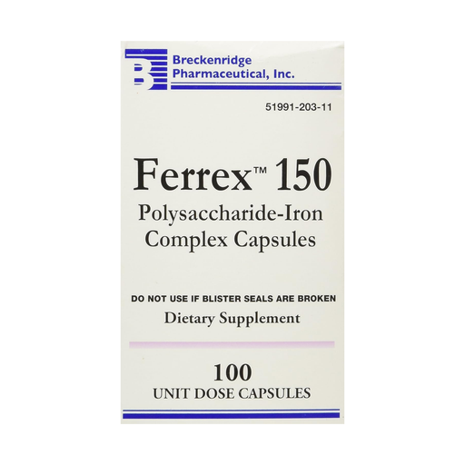 Breckenridge Ferrex 150 Polysaccharide Iron Complex Capsules, 100 Ea - RMS PRODUCTS