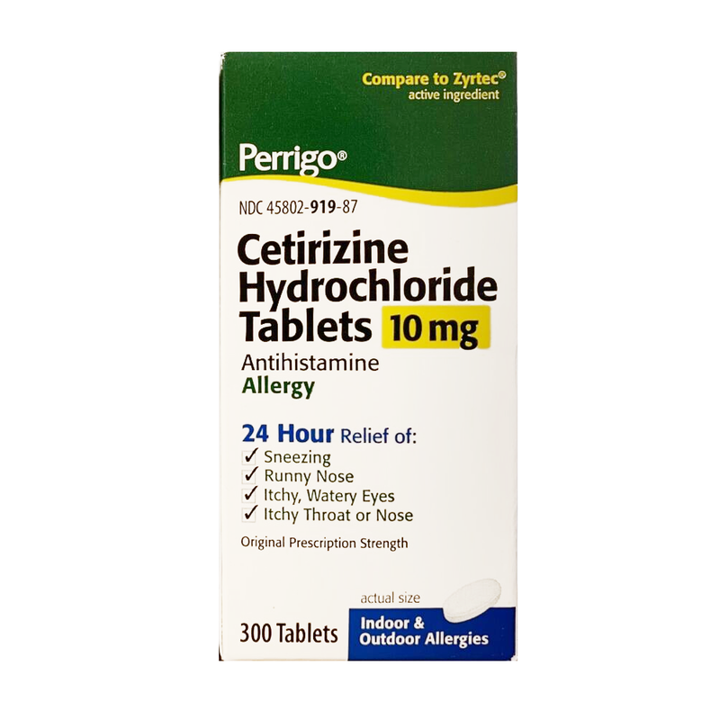 Perrigo Cetirizine Hydrochloride 10 mg Antihistamine Allergy Relief – 300 Tablets - RMS PRODUCTS