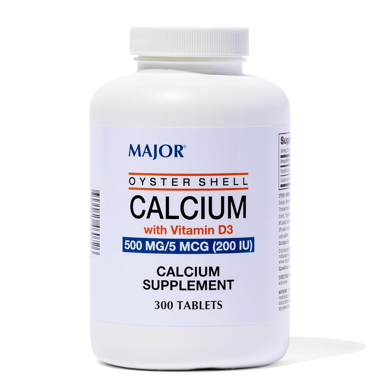 Major Calcium With Vitamin D3 Oyster Shell 500 mg - 300 Tablets - RMS PRODUCTS