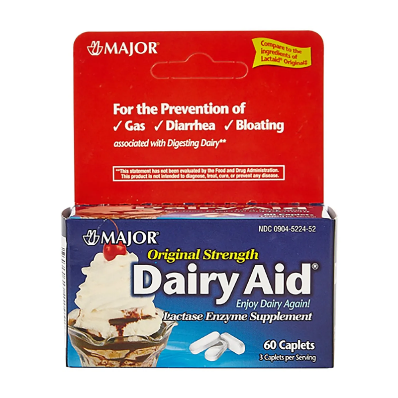 Major Fast Acting Dairy Aid Lactase Enzyme Supplement – 60 Caplets - RMS PRODUCTS