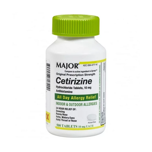 Major All Day Allergy Relief Cetirizine 10mg HCL 500 tabs - RMS PRODUCTS