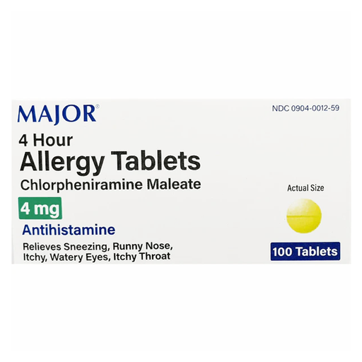 Major Allergy Tablets 4 mg (Chlorpheniramine Maleate) – 100 Count - RMS PRODUCTS