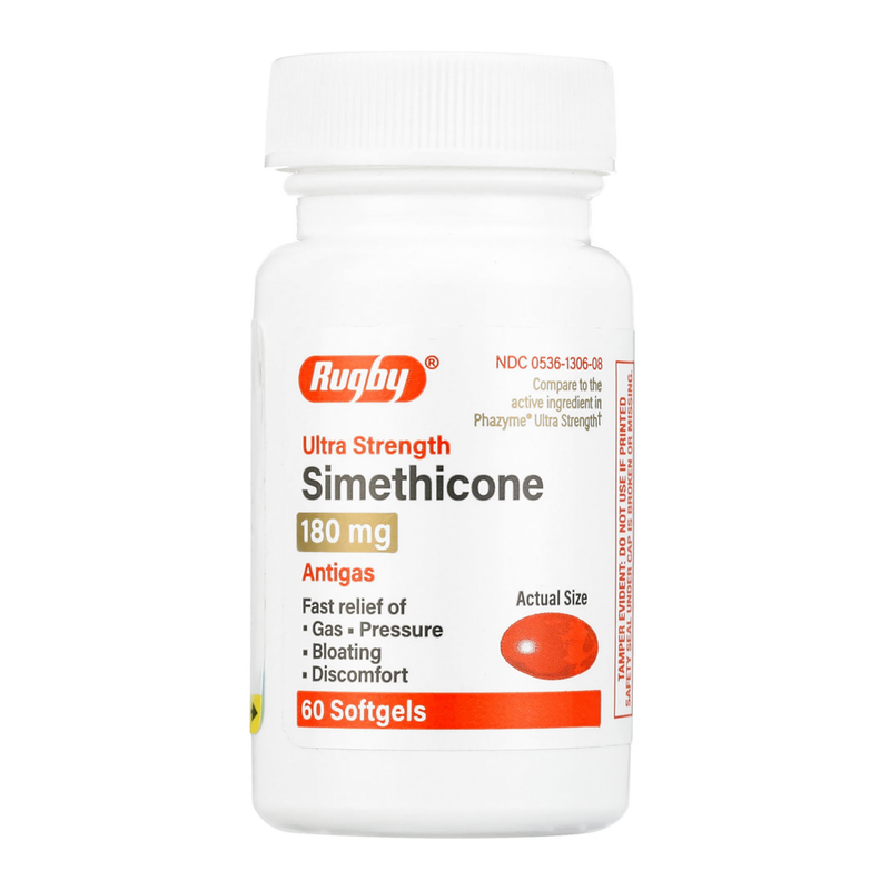 Rugby Ultra Strength Simethicone 180 mg Antigas - 60 Softgels - RMS PRODUCTS