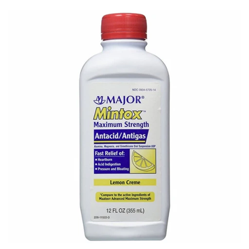 Major Mintox Maximum Strength Antacid - Lemon Crème Flavor - 12 fl oz - RMS PRODUCTS