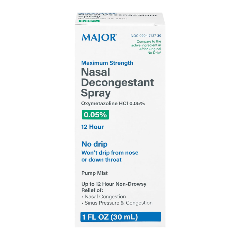 Major 12 Hour Nasal Decongestant Spray Oxymetazoline 0.05% - 1 fl oz - RMS PRODUCTS