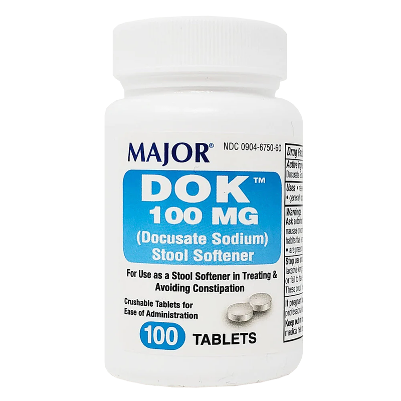 Major DOK Docusate Sodium Stool Softener 100 mg - 100 Tablets - RMS PRODUCTS