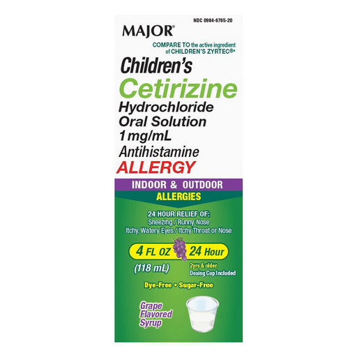 MAJOR Children’s Cetirizine Hydrochloride Oral Solution 1mg/mL – 4 oz | Antihistamine Allergy Relief - RMS PRODUCTS