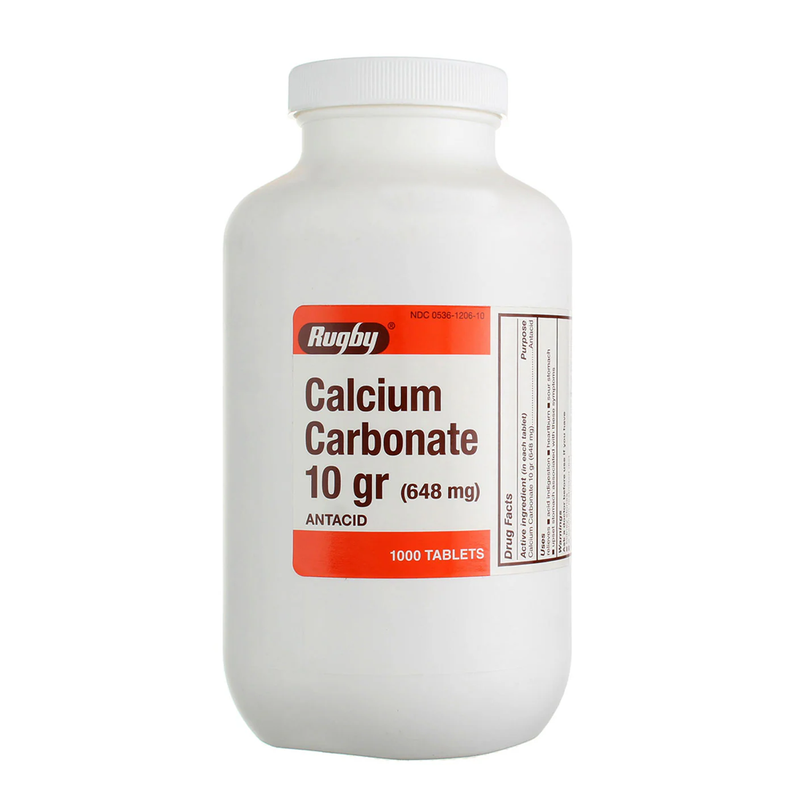 Rugby Antacid Calcium Carbonate, 648 mg – 1000 Count - RMS PRODUCTS