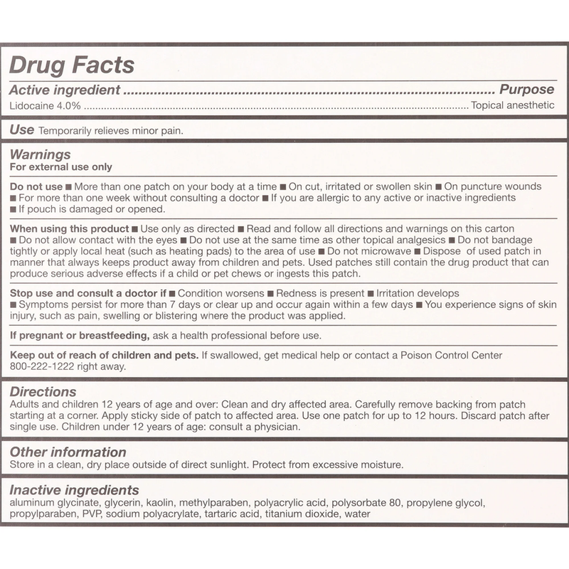 Rugby Maximum Strength Pain Relief Patch 4% Lidocaine - 5 Patches - RMS PRODUCTS
