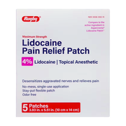Rugby Maximum Strength Pain Relief Patch 4% Lidocaine - 5 Patches - RMS PRODUCTS