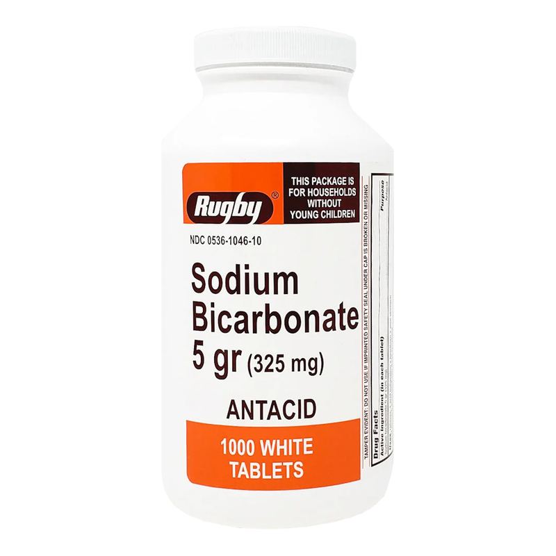 Rugby Sodium Bicarbonate 5 gr (325mg) Antacid - 1000 Tablets - RMS PRODUCTS