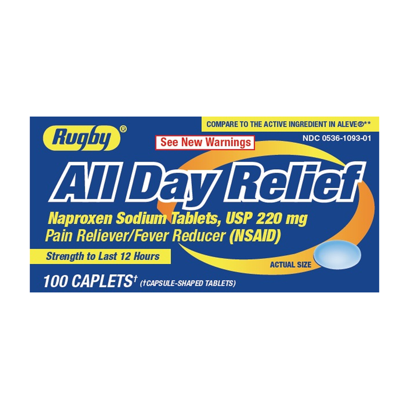 Rugby All Day Relief Naproxen Sodium Tablets, 220 mg - 100 Count - RMS PRODUCTS