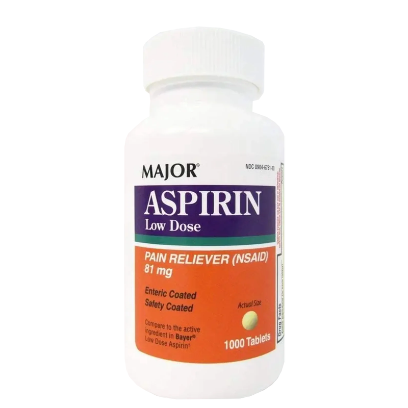 Major Aspirin Low Dose 81 mg - 1000 Tablets - RMS PRODUCTS