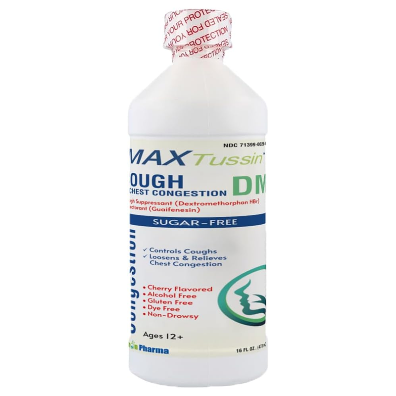 Max Tussin Cough & Chest Congestion DM – Sugar Free Cough Suppressant & Expectorant – 16 fl oz - RMS PRODUCTS