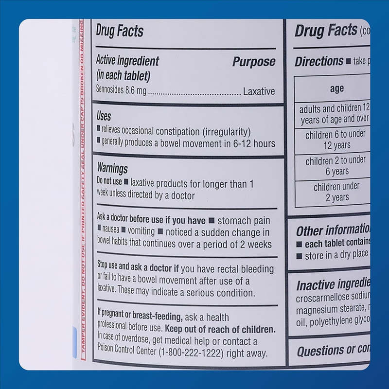 Major Senna Natural Vegetable Laxative 8.6mg Tablets - 1000 Count - RMS PRODUCTS