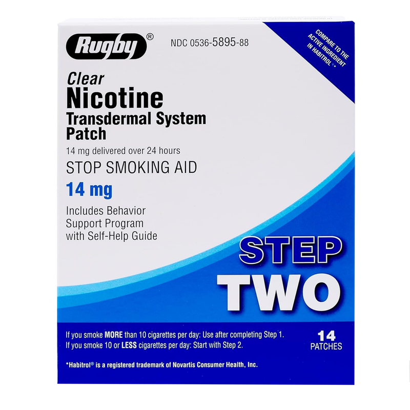 Rugby Clear Nicotine Transdermal System Patch 14mg Step 2 - 14 Patches - RMS PRODUCTS