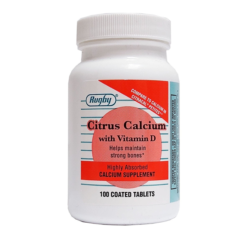 Rugby Citrus Calcium Citrate with Vitamin D Supplement - 100 Tablets - RMS PRODUCTS