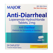 Major Anti-Diarrheal Loperamide Hydrochloride Tablets 2mg - 24 Caplets - RMS PRODUCTS