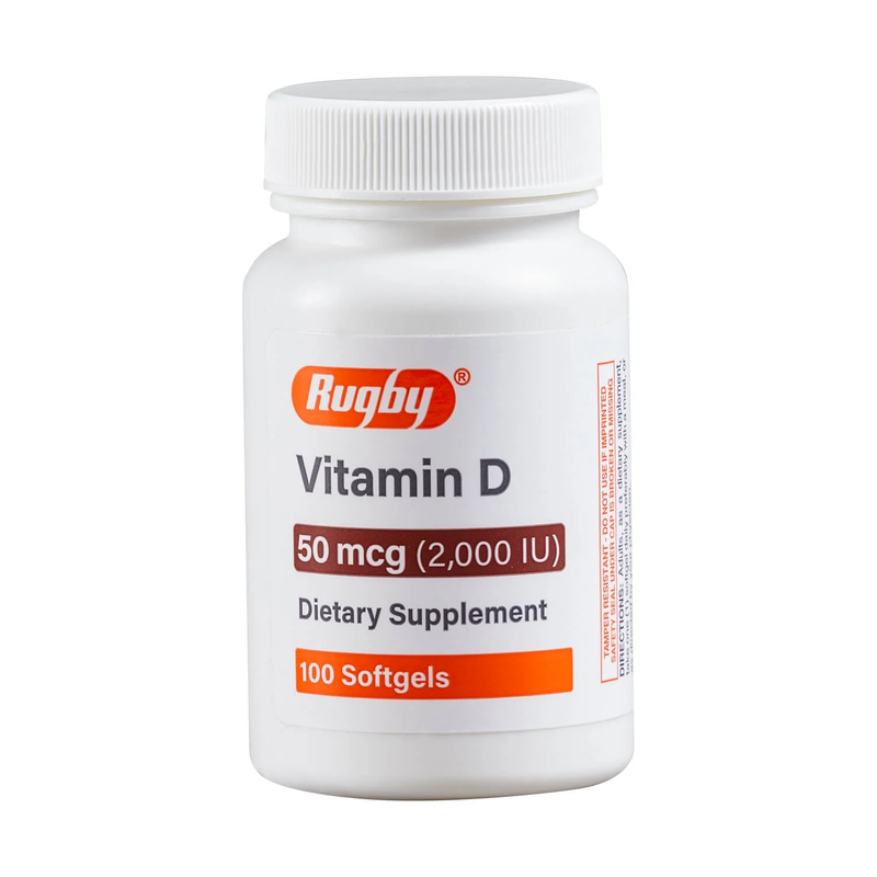 Rugby Vitamin D Dietary Supplement 50 mcg (2000 IU) – 100 Softgels - RMS PRODUCTS