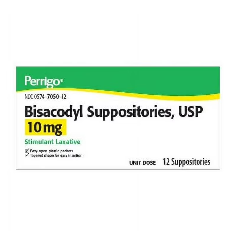 Perrigo Bisacodyl Suppositories Stimulant Laxative 10mg - RMS PRODUCTS