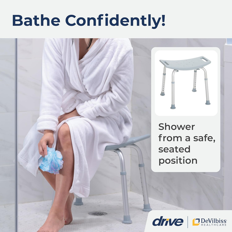 Drive Medical RTL12203KDR Adjustable Shower Chair with Suction Feet - RMS PRODUCTS