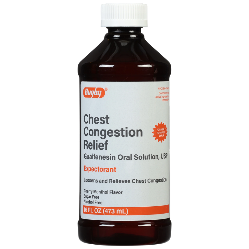 Rugby Chest Congestion Relief Expectorant – Guaifenesin 100 mg per 5 mL, Cherry-Menthol Flavor - RMS PRODUCTS