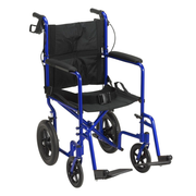 Drive Medical Lightweight Expedition Transport Wheelchair with Hand Brakes, Blue - RMS PRODUCTS