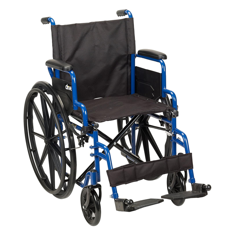 Drive Medical Blue Streak Wheelchair with Flip Back Desk Arms, Swing Away Footrests, 16" Seat - RMS PRODUCTS