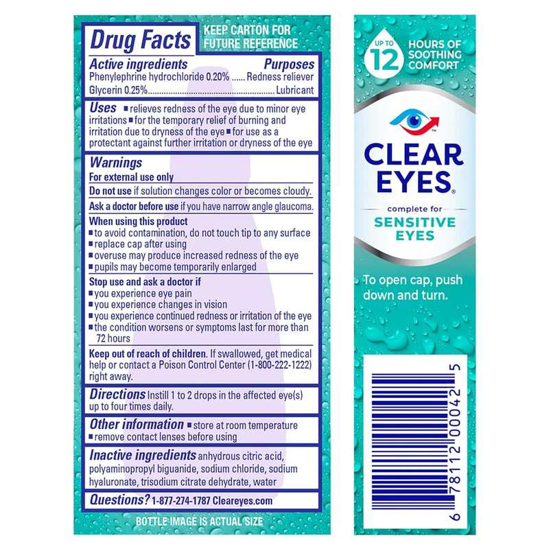 Clear Eyes for Sensitive Eyes, Redness Reliever Eye Drops – 0.5 oz - RMS PRODUCTS