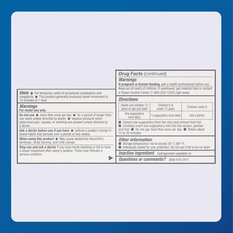 Major Bisacodyl 10 mg - 12 Medicated Suppositories - RMS PRODUCTS