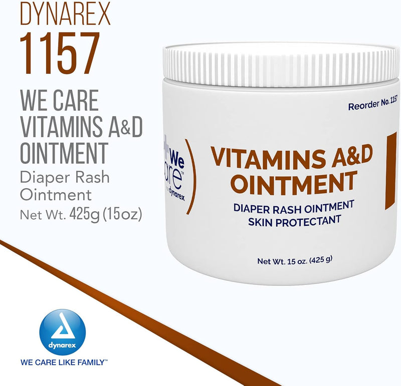 Dynarex Vitamins A & D Ointment – 15 oz Jar | Skin Protectant for Rashes, Cuts & Tattoo Aftercare - RMS PRODUCTS