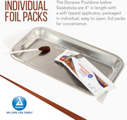 Dynarex Povidone Iodine Swabsticks – 10% Antiseptic, 4″ Soft-Tip Applicators | 50 Individually Foil-Packed Swabsticks - RMS PRODUCTS