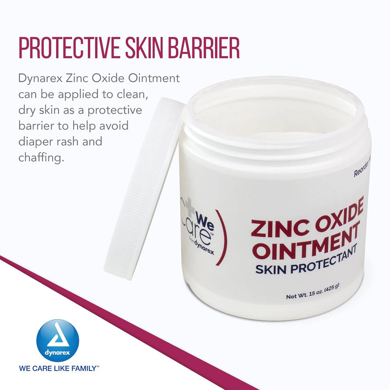 Dynarex Zinc Oxide Ointment – 15 oz Jar | Skin Protectant for Diaper Rash & Minor Irritations - RMS PRODUCTS