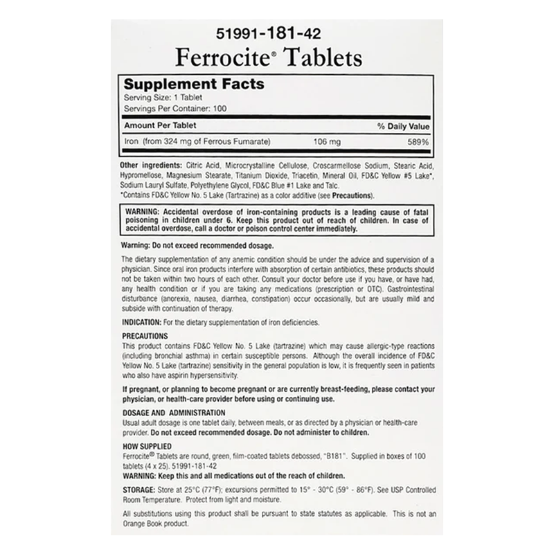 Breckenridge Ferrocite Tablets – 100 Tablets - RMS PRODUCTS