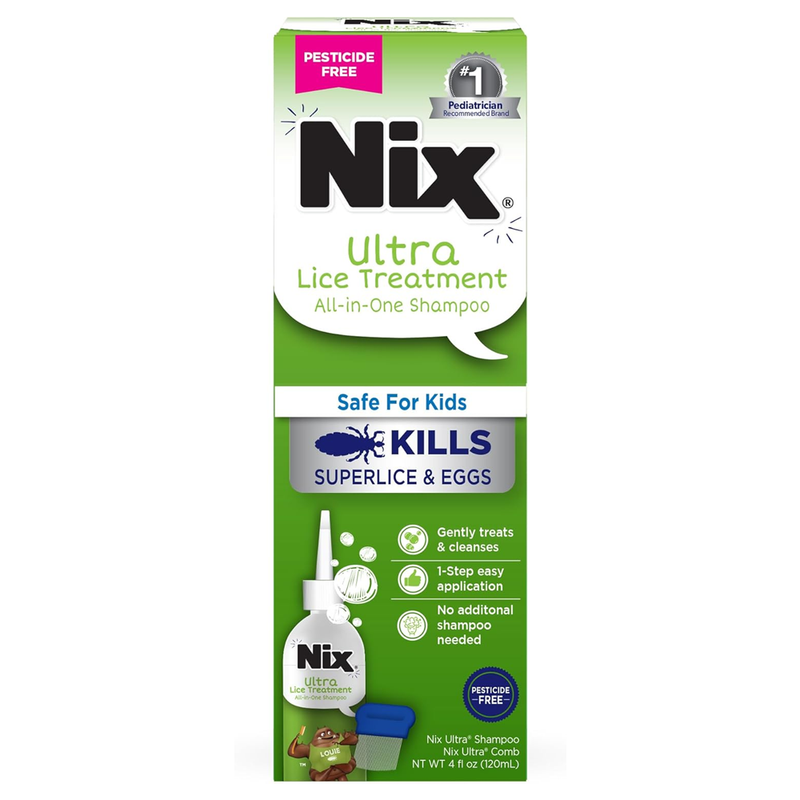 Nix Ultra Superlice Treatment – All-in-One Shampoo & Lice Removal Comb, 4 Fl Oz - RMS PRODUCTS