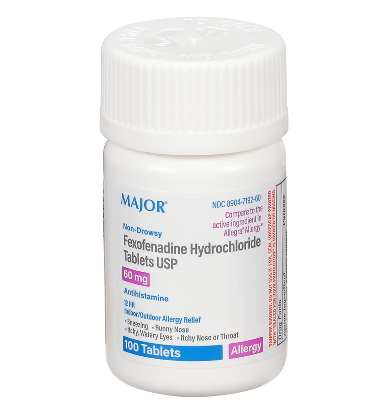 Major Fexofenadine 60 mg Allergy Relief Tablets â€“ 100 Count - RMS PRODUCTS