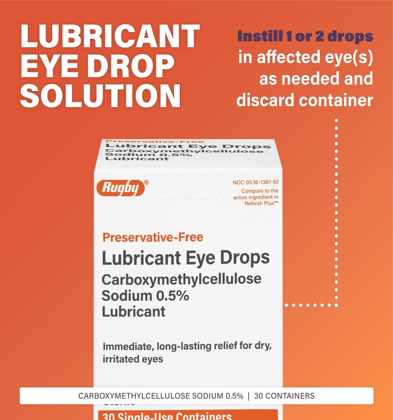 Rugby Preservative-Free Lubricant Eye Drops – 30 Single-Use Containers - RMS PRODUCTS