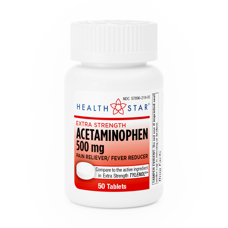 HealthStar Acetaminophen 500 mg – 50 Tablets | Extra‑Strength Pain Relief - RMS PRODUCTS