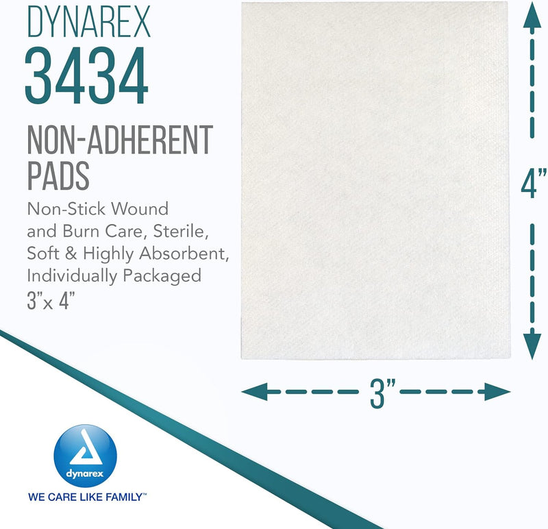 Dynarex Sterile Non‑Adherent Wound Pads – 3″ × 4″, Individually Packaged (Box of 100) - RMS PRODUCTS
