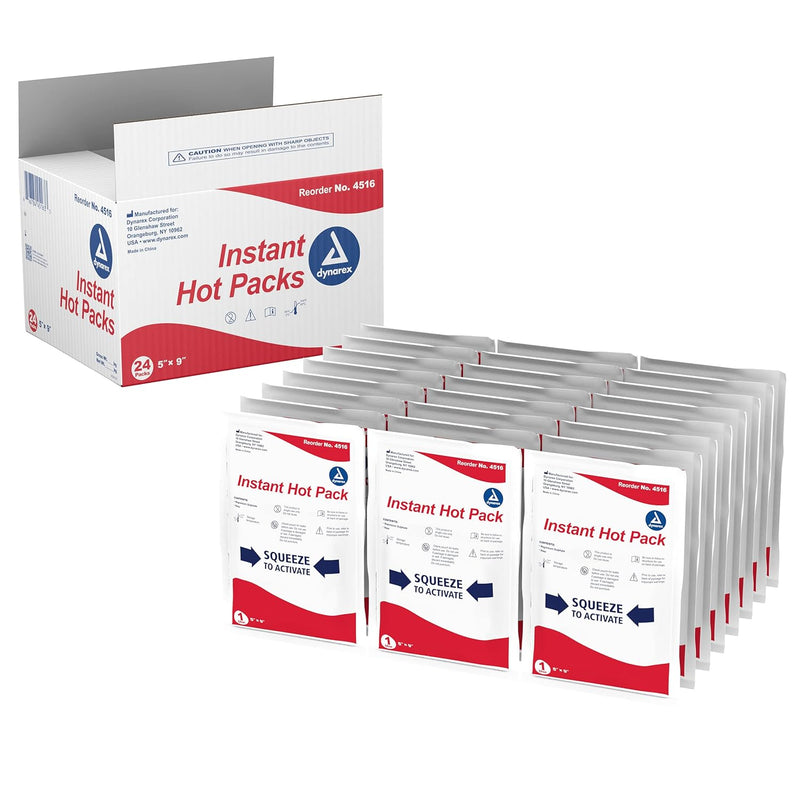 Dynarex Instant Hot Pack – 5″ × 9″ | Single‑Use Heat Therapy, Box of 24 - RMS PRODUCTS