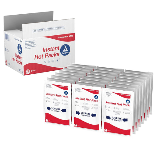 Dynarex Instant Hot Pack – 5″ × 9″ | Single‑Use Heat Therapy, Box of 24 - RMS PRODUCTS