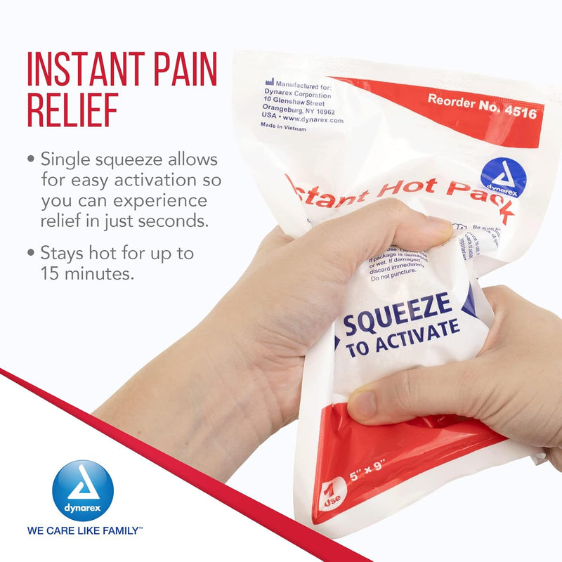 Dynarex Instant Hot Pack – 5″ × 9″ | Single‑Use Heat Therapy, Box of 24 - RMS PRODUCTS