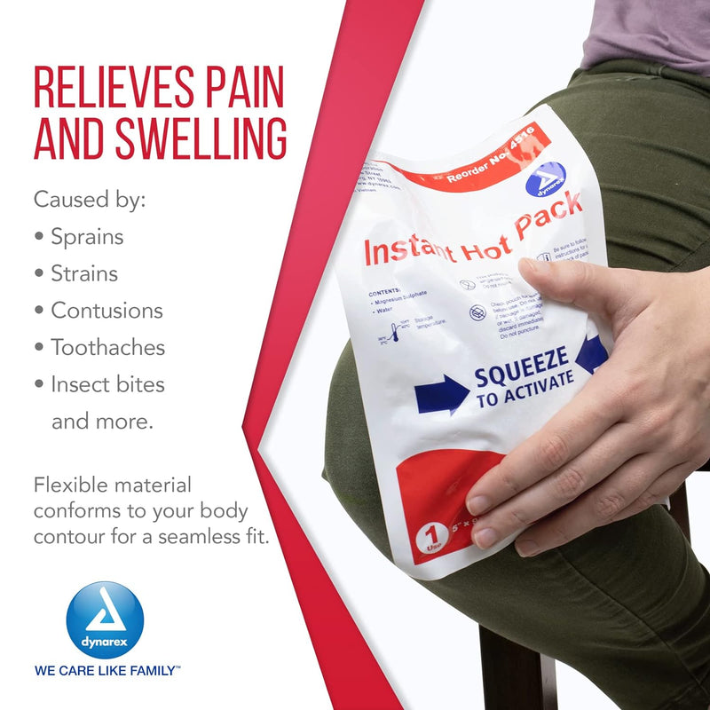 Dynarex Instant Hot Pack – 5″ × 9″ | Single‑Use Heat Therapy, Box of 24 - RMS PRODUCTS